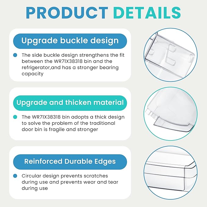 WR71X38318 Refrigerator Door Shelf Bin Compatible for G-E Refrigerator WR71X24428 4975917 AP7175677 PS16619590 EAP16619590 Parts-by MIFLUS
