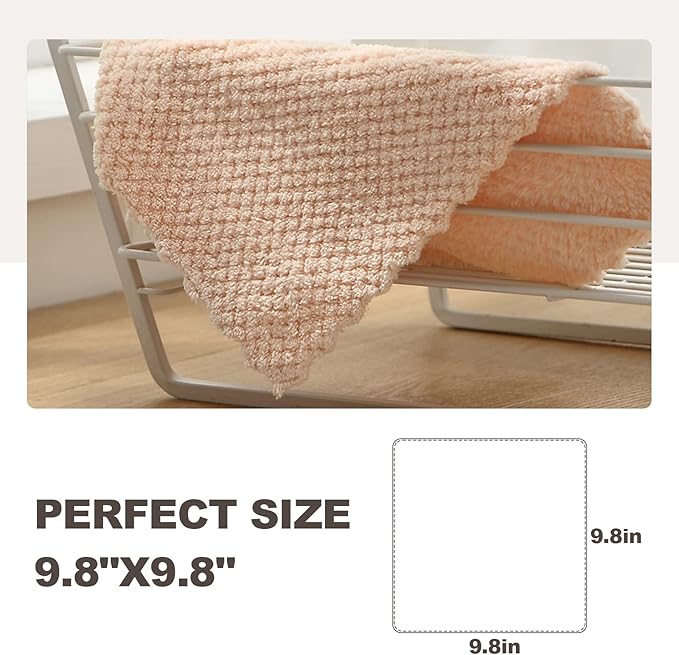 K&janet6am Dish Towels for Kitchen, 8 Pack Premium Coral Velvet Dish Cloths for Washing Dishes, Super Absorbent Coral Fleece Cleaning Cloths, Nonstick Oil Washable Fast Drying Rags
