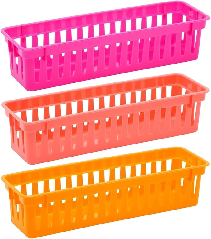Juvale 24-Pack Pencil Holder Trays and Organization Baskets - Plastic Caddy for Desk and Elementary Teacher Supplies for Classroom Decoration