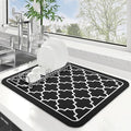 WISELIFE Dish Drying Mat Super Absorbent Drying Mat Large Dish Drying Mats for Kitchen Counter Easy Clean Dish Mat Kitchen Drying Mat15"x 18" Stylish Black