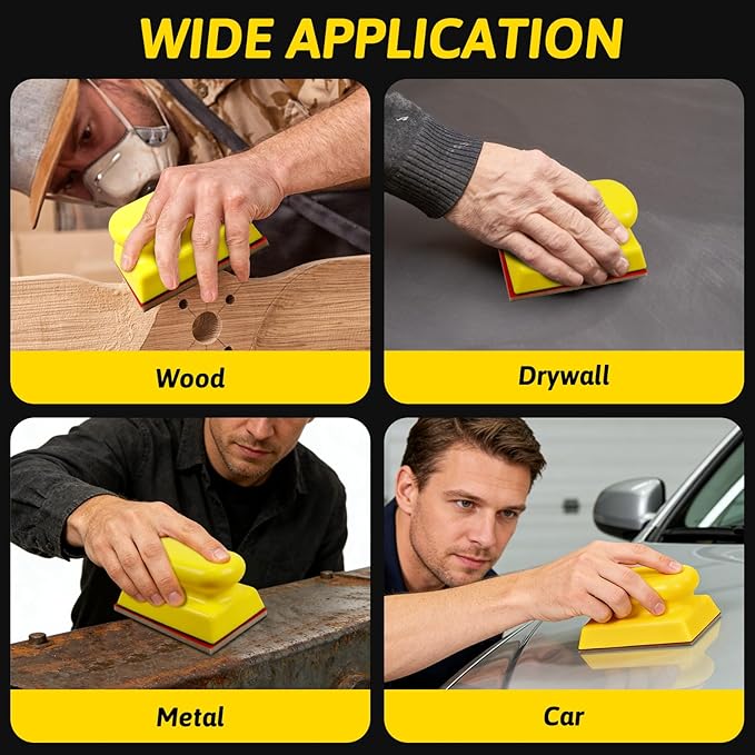 Sanding Sponge Holder, Sanding Blocks for Wood, Metal, Drywall, Glazing, 7 * 10cm Yellow