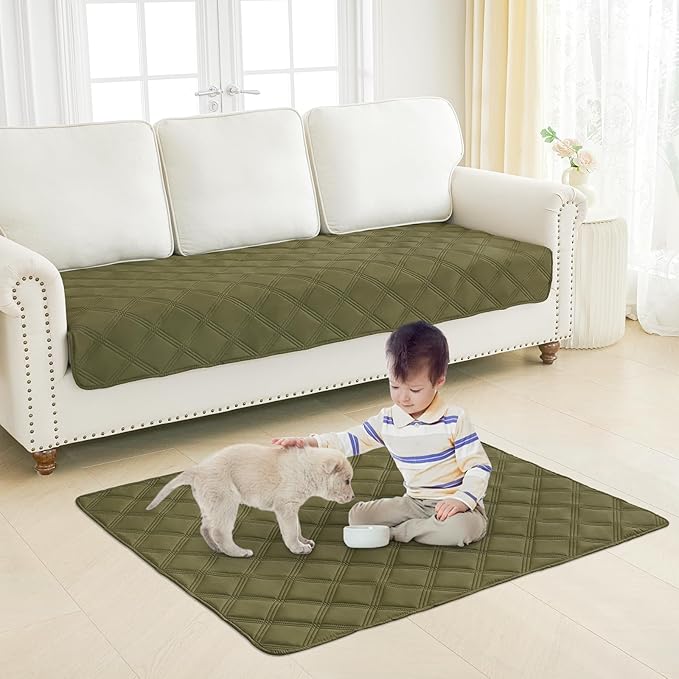 Smiry Waterproof Dog Bed Cover Blanket 30x70, Soft Reversible Pet Blanket, Washable Leakproof Cats Dogs Couch Cover for Sofa, Couch, Furniture, Lattice, Green/Navy