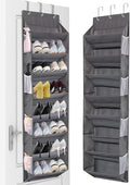 Miracsnail Over the Door Shoe Organizer Hanging with 8 Mesh Pockets 8 Wire Large Deep Pockets, 50lbs Weight Capacity Fits 16 Pairs Shoes Door Shoe Rack Store for Closet and Narrow Door 1 Pack