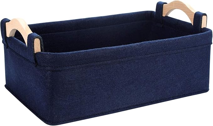 Rectangle Storage Baskets Navy Blue Storage Baskets Soft Decorative Nursery Bins for Books Magazines Album Dog Toys Bra Socks