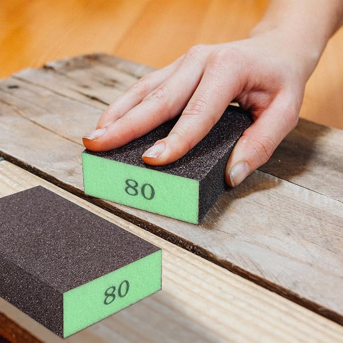 Romeda 8-Pack Sandpaper Block, 80 Grits Washable and Reusable Handmade Sanding Sponge, Drywall Sandpaper Blocks for Wooden Drywall Sheetrock and Metal Glazing
