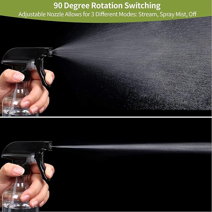 Cleaning Spray Bottles for Plants Misters for Inside, 2 Pack 10 oz Squirt, Water Spray Bottle Mist Sprayer, No Leak Hair Mister Empty with Adjustable Nozzle (Transparent)