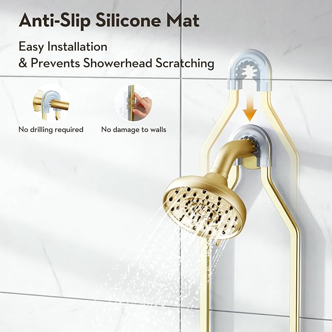 VALORDINE Shower Caddy Hanging, Shower Organizer Hanging, Aluminum Shower Racks for Inside Shower with Hooks for Razor, Never Rust Bathroom Organizers and Storage with Soap Holder, Gold