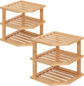 3 Tier Bamboo Corner Shelf(2 Pack),Dish Drying Rack,Plate Organizer,Kitchen Spice Rack for Countertop and Cabinet