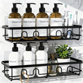 Adhesive Shower Caddy, Large Capacity Shower Racks for Inside Shower, No Drill Bathroom Shower Organizer and Storage, 2 Pack Black Bathroom Shelves, Home Decor Rv Accessories, Apartment