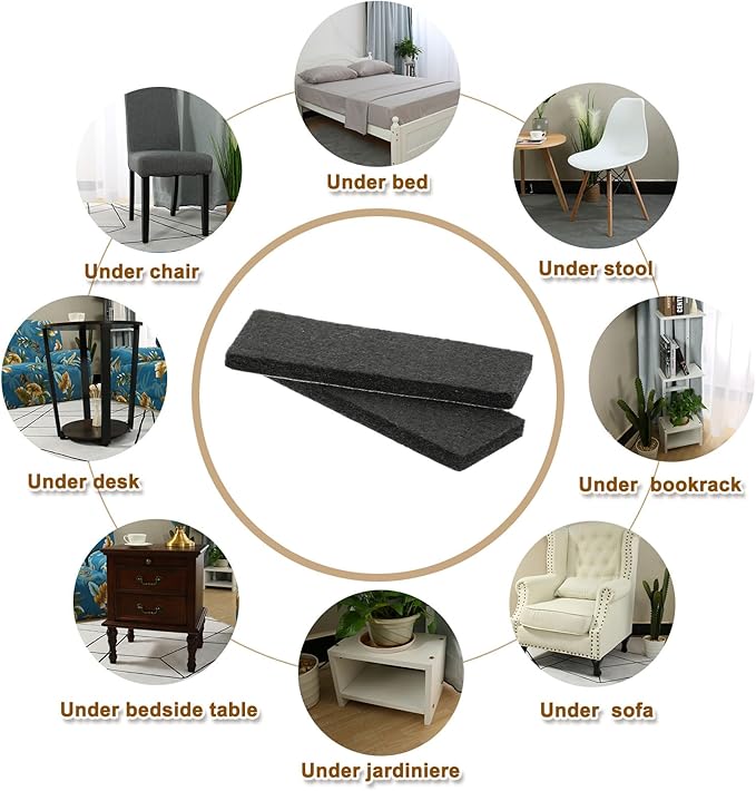 uxcell Felt Furniture Pads, 54Pcs 3.54" x 1.1" Adhesive Backed Felt Non-Slip Anti-Scratch Chair Leg Protectors for Protecting Hardwood Floor, Black