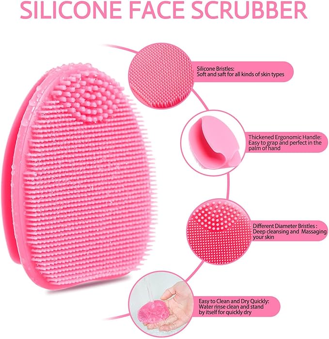 Soft Silicone Face Scrubber,Facial Cleansing Brush,Face Washing Bruhs for Deep Clean,Gently Exfoliator, Pore Cleansing, Blackhead Removing, Deep Scrubbing Brushes for All Kinds of Skins,2pack