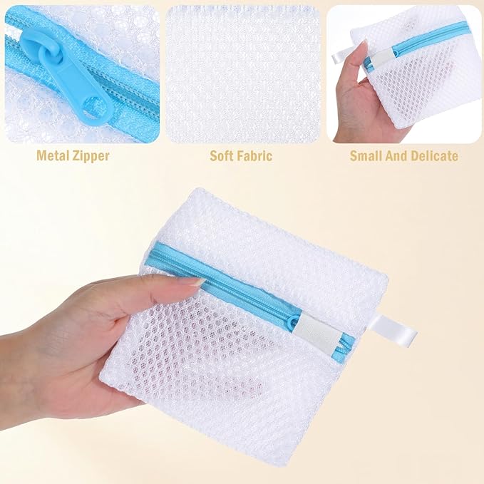 4 PCS Laundry Pod Anti-Sticking Bag, Small Mesh Laundry Bags for Delicates Mini Durable Washing Machine Laundrys Pods Dissolution Protection Foldable Wash Pouch Storage Bag for Pods Scented Beads