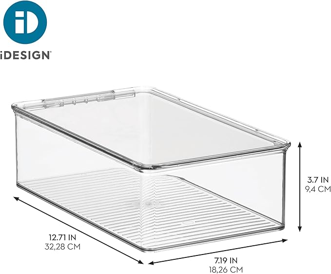 iDesign Stackable Plastic Shoe Box with Hinged-Lid for Sneakers, Sandals, and Flats, Set of 4, Clear