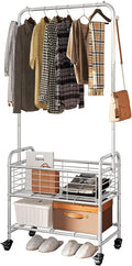 SUOERNUO Laundry Cart with Hanging Rack Rolling Laundry Hamper Sorter with Wheels Shelf,Grey