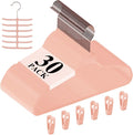 VECELO Premium Velvet Clothes Hangers Suit Heavy Duty (30 Pack)-Non Slip & Space-Saving with 6 Finger Clips & Tie Rack Excellent for Men and Women，Pink