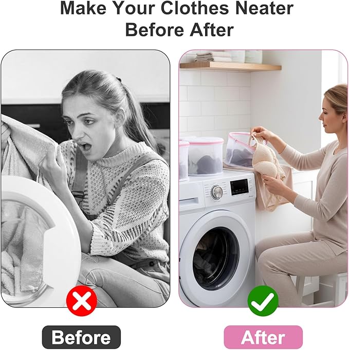 Honeycomb Mesh Laundry Bags, Bra Washing Bag for Laundry with Zips Reuse Washing Machine Bag for Delicates Blouse for Cleaning and Drying Underwear, Delicates, Brassiere, Bralette (6 x 7 In Pink)