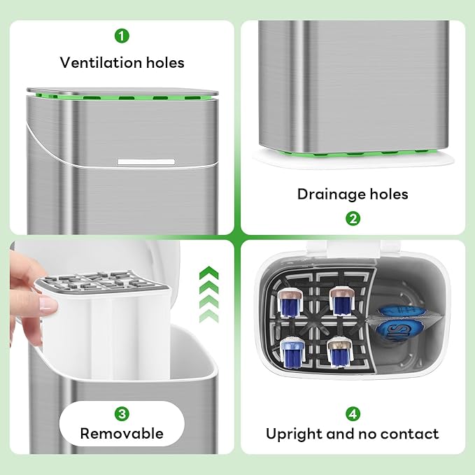GFWARE Toothbrush Holders with Cover - 5 Slots Tooth Brush Holder for Bathroom, Detachable Bathroom Counter Organizer with Drainage Kids Toothbrush and Toothpaste Holde, Silver
