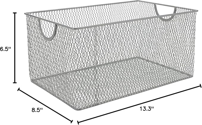 YBM HOME Kitchen Pantry Organizer Wire Basket for Shelves, Cabinets, Pantry, Countertop, Mesh Open Storage Bin Metal Basket for Organizing Food Supplies, 13.3x8.5x6.5