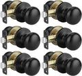 Goldenwarm Black Closet Door Knobs, Passage Door Knobs, Matte Black Door knob Without Lock for Hallway, Closet(6 Pack)