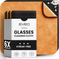 EVEO Glasses Cleaning Cloth - (6 Pack) Lens Cleaning Cloth Glasses Cleaner - Microfiber Cloth for Glasses Microfiber Cloth Eyeglass Cleaner, Screen Cleaner, Camera, Eyeglasses, VR/AR (Black & Orange)