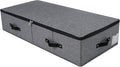 Omygarden Foldable Fabric Sturdy Under Bed Storage Box with 6 Handles, Zipper Lid, Blankets Clothes Comforters Storage Bin Organizer for Bedroom and Closet, 35x 16.5 x 7inch, Black Grey