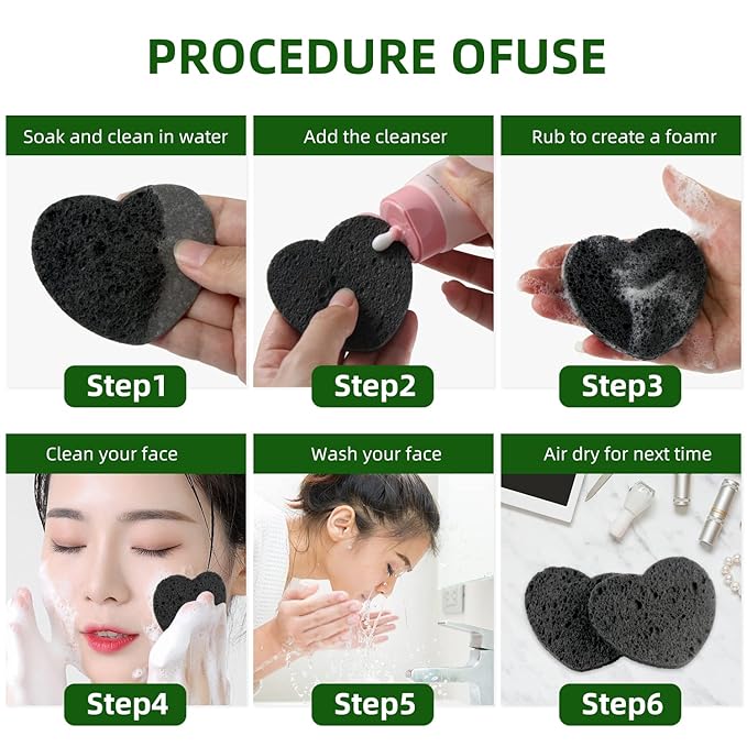 50-Count Facial Sponges Compressed, 100% Natural Cellulose Face Sponge Professional Cosmetic Spa Sponges for Face Cleansing, Exfoliating Mask, Makeup Removal for Travel and Home, Black