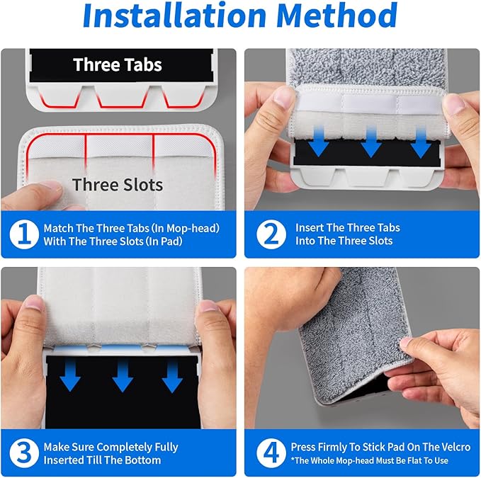 Oshang Flat Mop Head Refill, 13" X 4.9" Flat Mop Pads, Microfiber Mop Pads Flat Mop Replacement Heads (White and Grey)