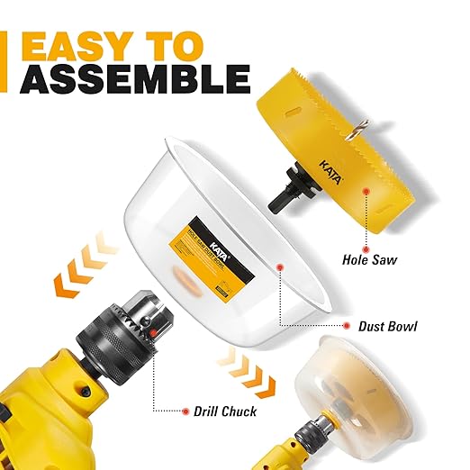 KATA 6-1/4 Hole Saw for Recessed-Lights: Installing 6 Inch LED Recessed Ceiling Light Can Lighting on Drywall - 6.25 Inch Hole Saw with Silicone Dust Bowl - Hole Cutter with Dust Catcher