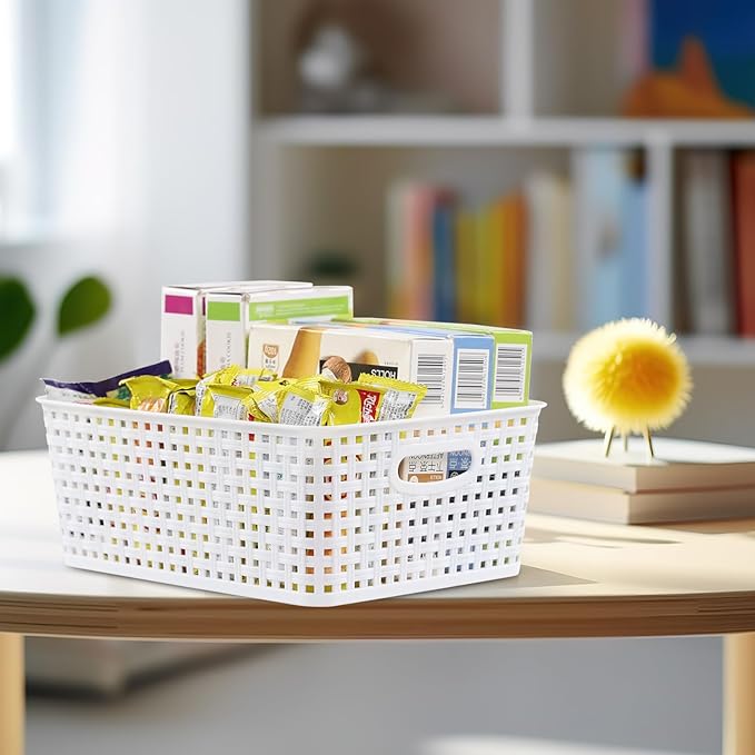 Plastic Storage Baskets for Shelf, 4 Packs