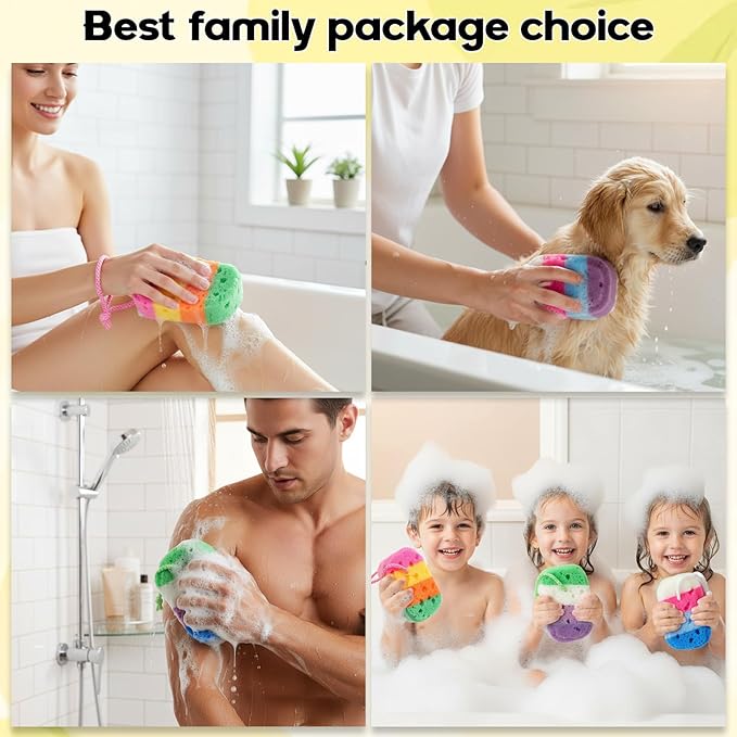 6 Pcs Exfoliating Bath Sponge Body Loofah Sponges Shower for Women Reusable Soft Bathing Pouf Foam Lufa Body Scrubber and Rich Lather, Color Matching(Gradient Colors)