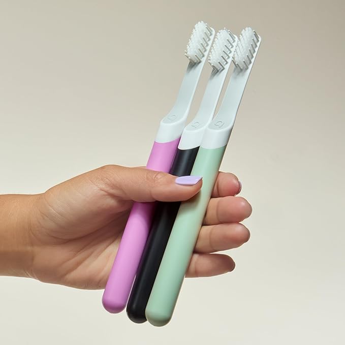 Quip Sonic Electric Toothbrush for Adults - Time Travel & Soft Bristles with Travel Case & Replacement Brush Head - 3 Month Battery Life, Plastic Handle - Sage