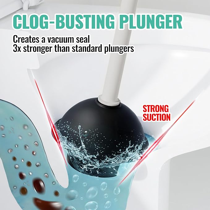 2PACK 4 in 1 Toilet Brush and Plunger Set with Crevice Cleaning Brush, Toilet Plunger and Brush Set with Extra Long Handle, Plungers for Bathroom Accessories, Toilet Plunger with Holder, Light Gray