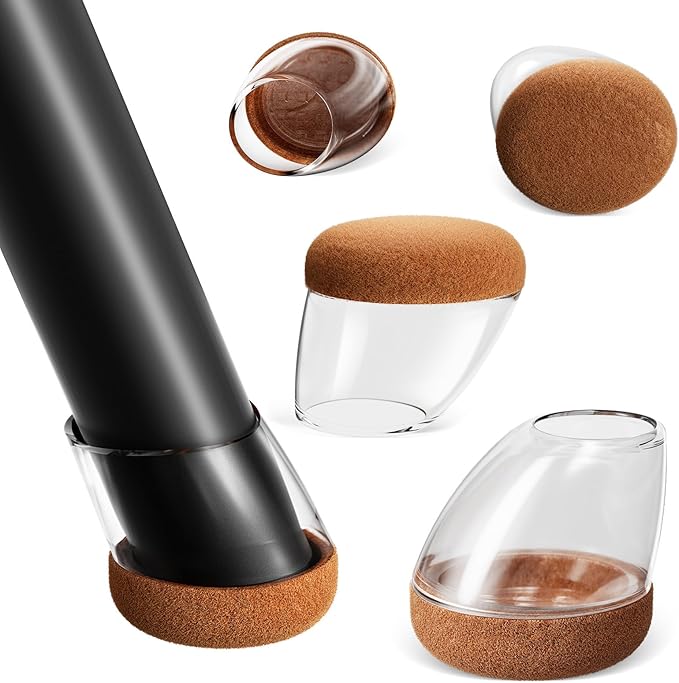 Ezprotekt 16 Pcs Chair Leg Floor Protectors, Silicone Covers Felt Furniture Pads for Hardwood Floors, Chair Leg Caps for Tilted Legs (15°-25°), Anti-Scratch and Reduce Noise Small Fit (0.55"-0.8")