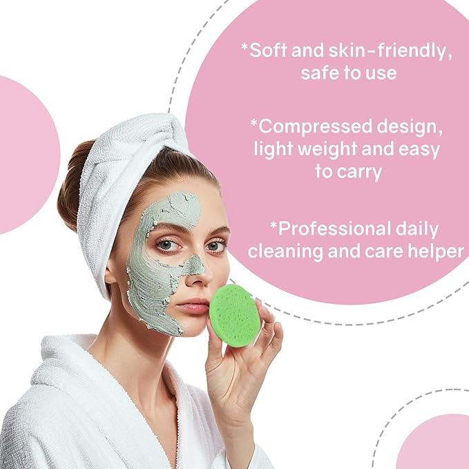 50-Count Compressed Facial Sponges,100% Natural Cellulose Cosmetic Make Up Sponges for Face Daily Facial Cleansing,Exfoliating,Makeup Removal(Multicolor)
