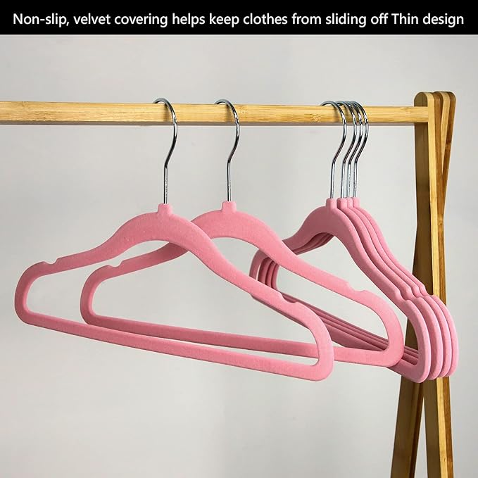 GoodtoU Kids Hangers Velvet Baby Hangers Non Slip Pink Toddler Infant Hanger 20 Pack Baby Clothes Hanger for Closet