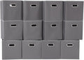 Fabric Cloth Storage Bins,Fabric Cube Organizer with Dual Handles Foldable Cube Storage Baskets for Home Bedroom Storage,Set of 12,(Gray)