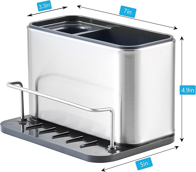 Sponge Holder for Kitchen Sink: Stainless Steel Sink Caddy for Brush Kitchen Accessories