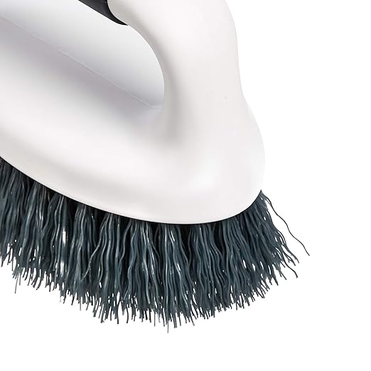 Amazon Basics All Purpose Rectangular Scrub Brush, Hard Bristle, Stiff Bristles, Sturdy, Ergonomic Long Handle, Durable, 2-Pack, White & Black