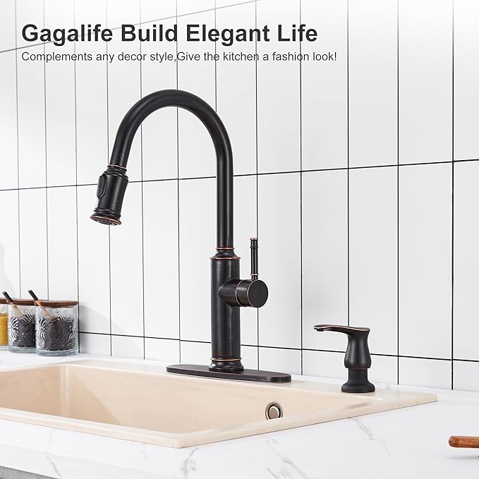 GAGALIFE Kitchen Sink Soap Dispenser Oil Rubbed Bronze, Under Sink Soap Dispenser with 40" Silicone Extension Tube Kit,Say Goodbye to Frequent Refills