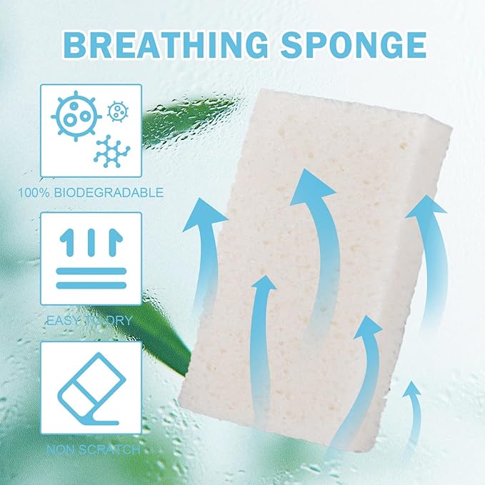 YoleShy 24 Pack White Sponges Kitchen Natural Compressed Cellulose Sponges for Dishes Non Scratch for Household Cookware Bathroom Cars Soft Super Absorbent Reusable