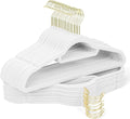 Velvet Hangers 30 Pack with Gold Hooks, Non-Slip Slim Felt Hanger for Clothes, Heavy Duty Space Saving Flocked Hangers for Dresses, Suits, Coats & Pants(White)
