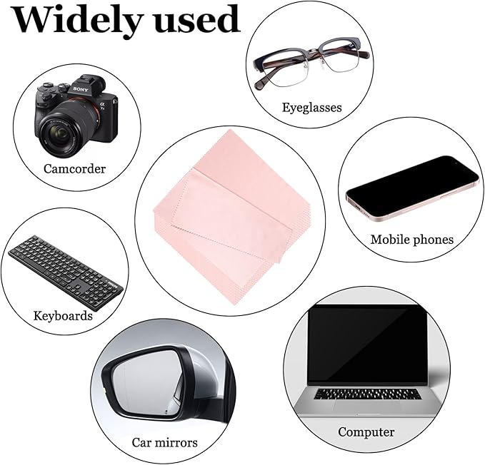 10PCS Suede Microfiber Cloths, 8"×8" Suede Cloth Cleaning Rags, Double-Sided Cleaning Cloths for Car LCD Display, Screens, Glasses, Lenses, Mirrors, Windows, Delicate Surfaces (Pink)