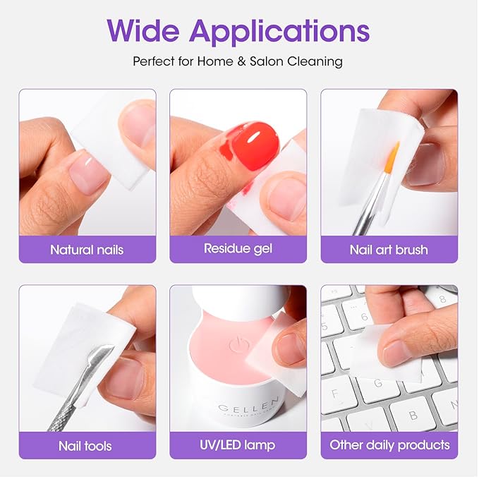 Gellen 16oz Multi-Purpose Nail Cleanser, Pump Bottle Design Nail Surface Cleaner for Prep Nails, Tacky Residue Remover for High-Shine Gel Top Coat, Polygel Slip Solution, Nail Cleaning for Manicure