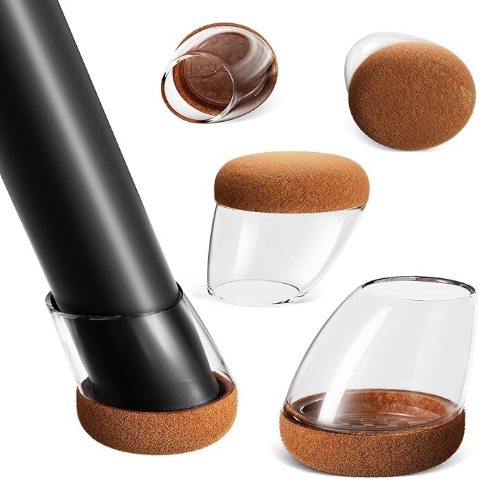 Ezprotekt 16 Pcs Chair Leg Floor Protectors, Silicone Covers Felt Furniture Pads for Hardwood Floors, Chair Leg Caps for Tilted Legs(15°-25°), Anti-Scratch and Reduce Noise Round Clear M Fit (0.8"-1")