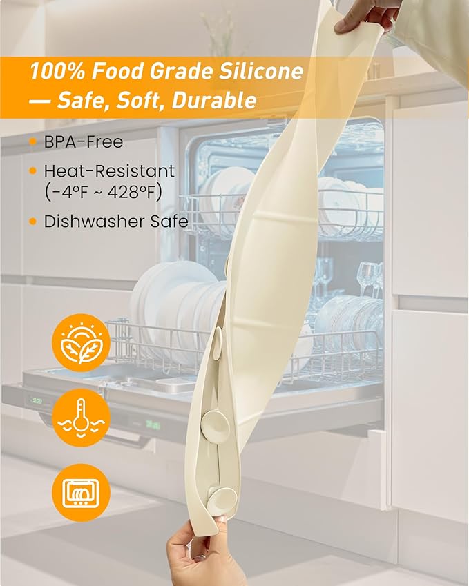 Kitchen Sink Splash Guard 23" Silicone Water Guard with Strong Suction Cups, Faucet & Countertop Protector, Bathroom & Sink Edge Splash Guard Strip, Easy Install, Dishwasher Safe-Cream