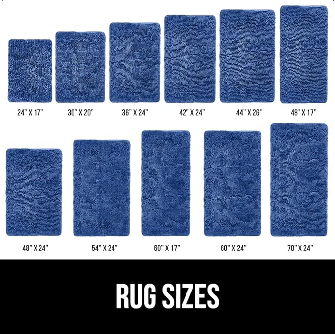 GORILLA GRIP Bath Rug Mat 36x24, Soft Absorbent Chenille, Quick Dry Microfiber Mats, Rubber Backing Washable Shower Floor Rugs, Bathmat Runner, US Designed Bathroom Home Decor Accessories Royal Blue