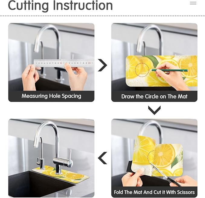 Yellow Dandelions and Summer Lemon Kitchen Sink Splash Guard Sink Faucet Mat Faucet Handle Drip Catcher Drain Mats for Kitchen Bathroom Countertop Absorbent Dish Drying Pad 2Pack 14.7x5.4IN