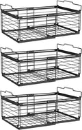 NADAMOO Freezer Organizer Bins, 3 Packs Large Expandable Stackable Chest Freezer Containers with Handle, Metal Adjustable Storage Baskets for Fridge, Deep Freezer, Cabinet, Kitchen, Pantry - Black