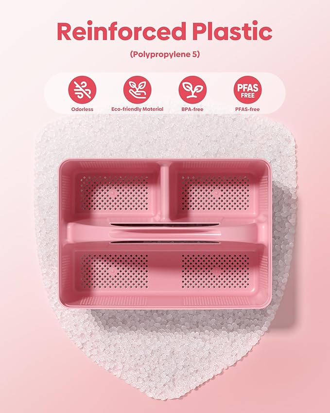 MLIKLU 4 Pack Portable Shower Caddy, Integrated Handle, Reinforced Plastic, Quick-Dry Ventilation Holes, Multi-purpose Storage Basket for Home, Dorm and Bathroom, Kitchen, Under Sink Storage, Pink