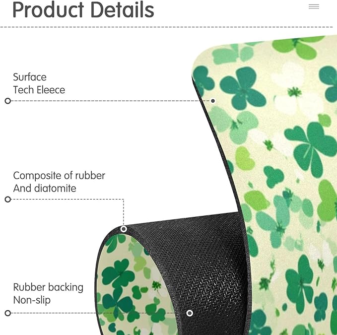 Kitchen Sink Splash Guard 2 PCS 14.7 Inch Sink Faucet Mat Splash Guard for Bathroom Countertop Water Absorbent Foldable Cuttable Soft Washable Saint Patricks Green Clovers